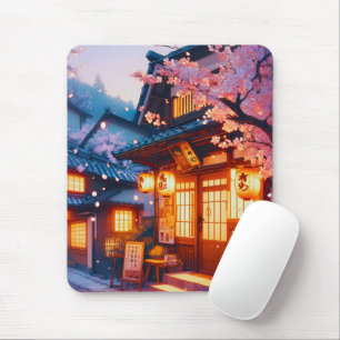 Cherry Blossom Night in Old Japan Mouse Mat
