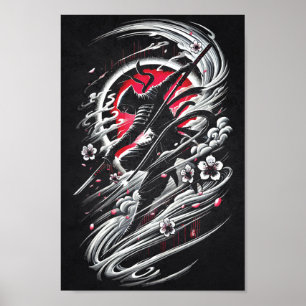 Cherry Blossom Ninja - Japanese Tattoo Art Poster