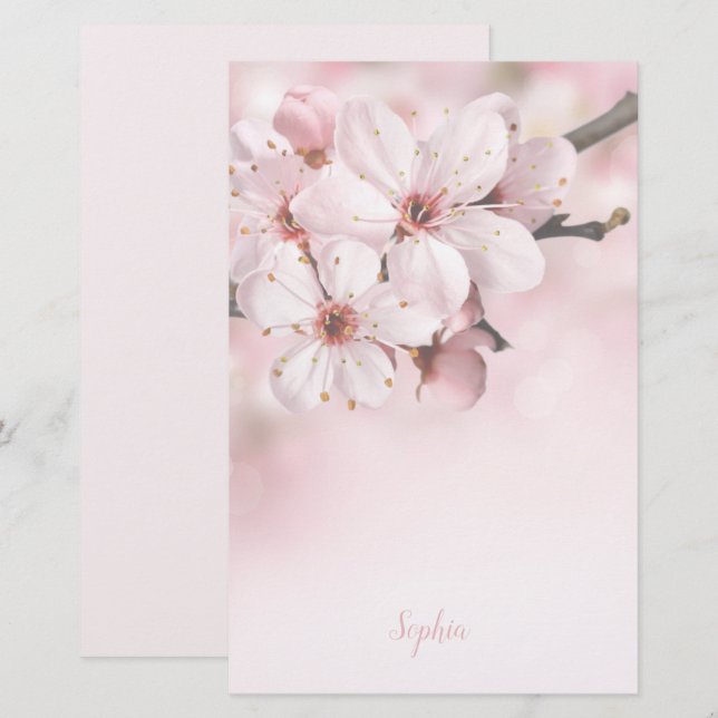 Cherry Blossom Note Pads Stationery (Front/Back)