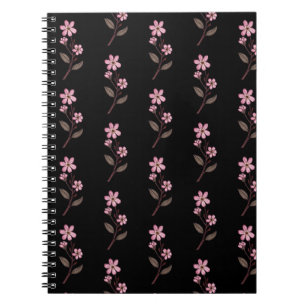 Cherry Blossom Notebook - Black Pattern