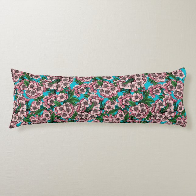 Cherry blossom on blue body cushion (Front)