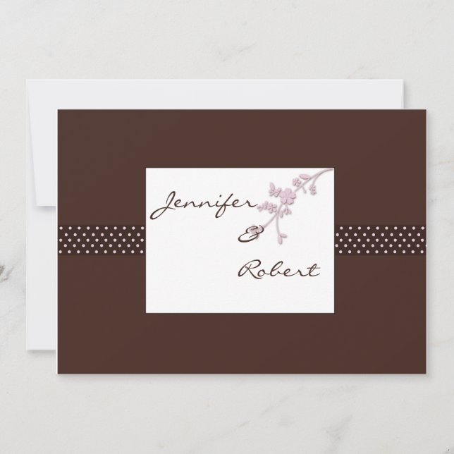 Cherry Blossom on Brown Wedding Invitation (Front)