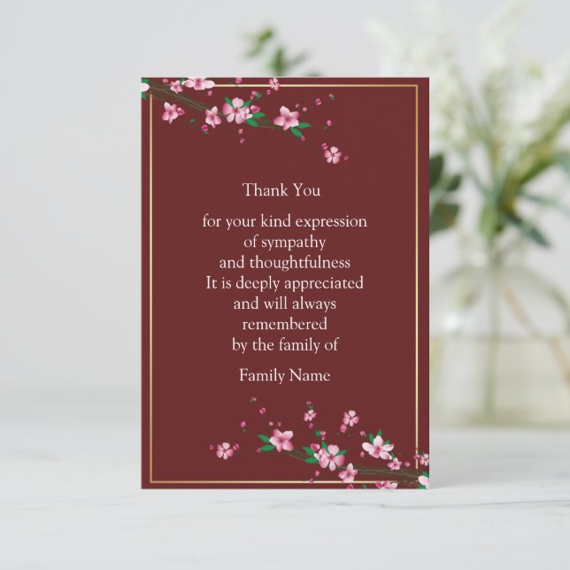 Cherry Blossom On Tree Branch Thank You Card (Standing Front)