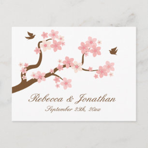 Cherry Blossom on white RSVP postcard