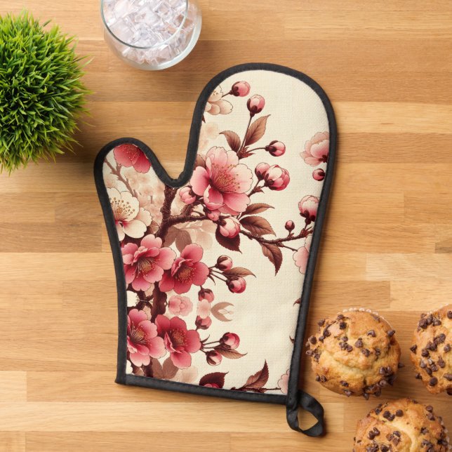 Cherry Blossom Oven Mitt (Top down)