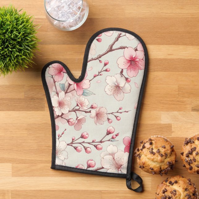 Cherry Blossom Oven Mitt (Top down)