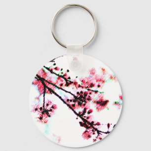 Cherry Blossom Painting Key Ring