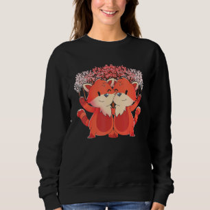 Cherry Blossom Pandas Chinese Wildlife Animal Red Sweatshirt