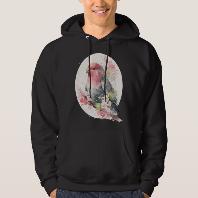 Cherry Blossom Parrot Japanese Sakura Budgie Parak Hoodie (Front)