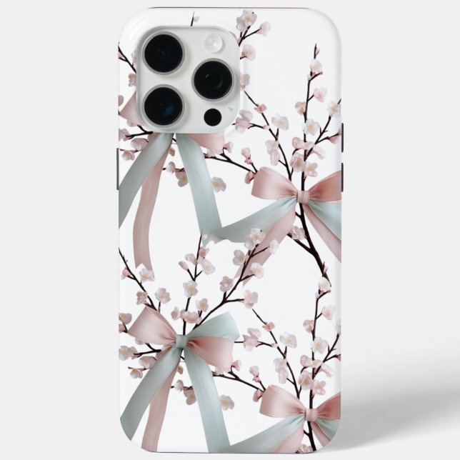 Cherry Blossom Pastel Bow iPhone 15 Pro Max Case  (Back)