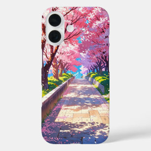 Cherry Blossom Pathway – Anime Spring Scenery iPhone 16 Case