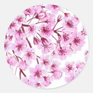 Cherry blossom pattern classic round sticker