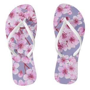 Cherry blossom pattern flip flops