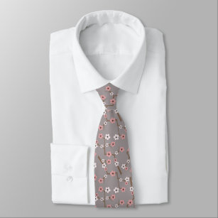 Cherry Blossom Pattern Grey Tie