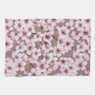Cherry blossom pattern tea towel