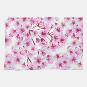 Cherry blossom pattern tea towel