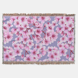 Cherry blossom pattern throw blanket