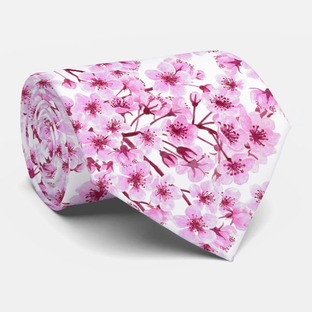 Cherry blossom pattern tie (Rolled)