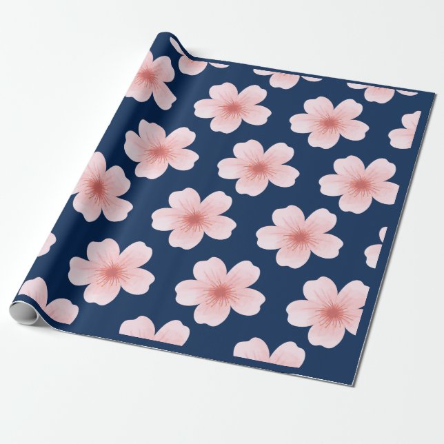 Cherry Blossom Pattern Wrapping Paper (Unrolled)