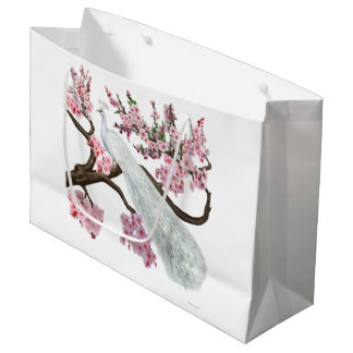 Cherry Blossom Peacock Large Gift Bag
