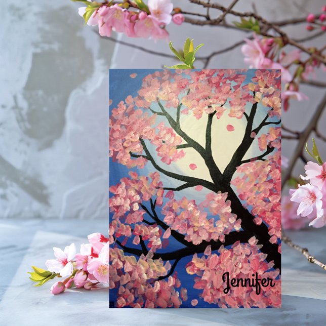 Cherry Blossom Personalised Note Card (Creator Uploaded)