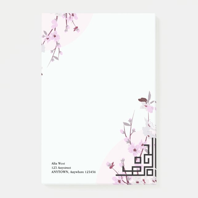 Cherry Blossom Personalised Stationery Post-it Notes (Front)