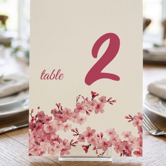 Cherry Blossom Personalised Table Number Sign (Creator Uploaded)