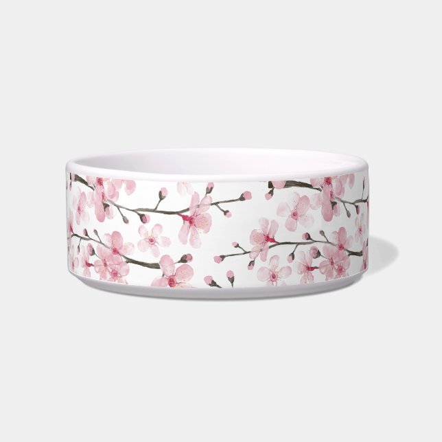 Cherry blossom pet bowl in China with pink blossom (Front)
