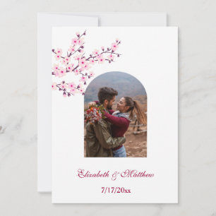 Cherry Blossom Photo Save The Date Invitation