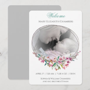 Cherry Blossom Photo Template Birth Announcement