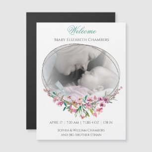 Cherry Blossom Photo Template Birth Announcement