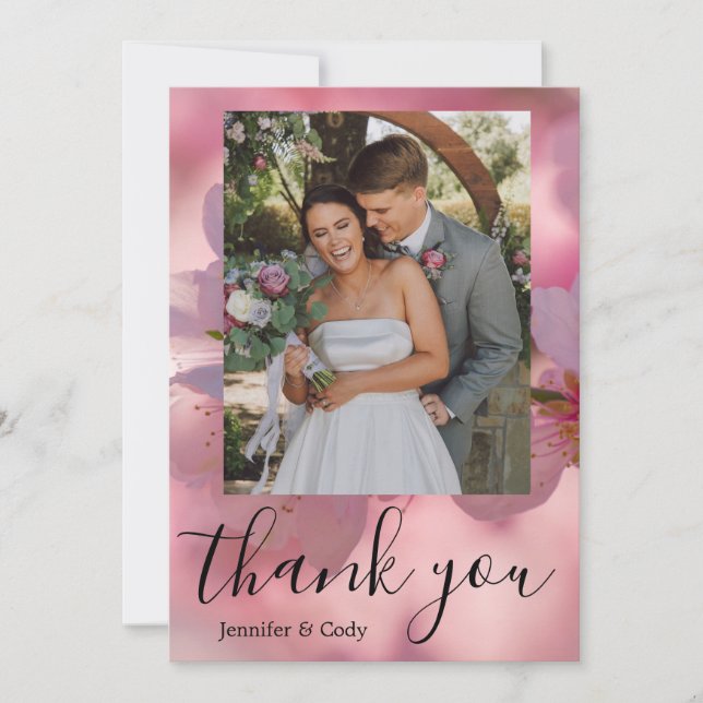 Cherry Blossom Photo Thank You Card (Front)