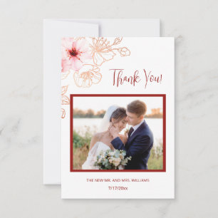 Cherry Blossom Photo Wedding Thank You Card