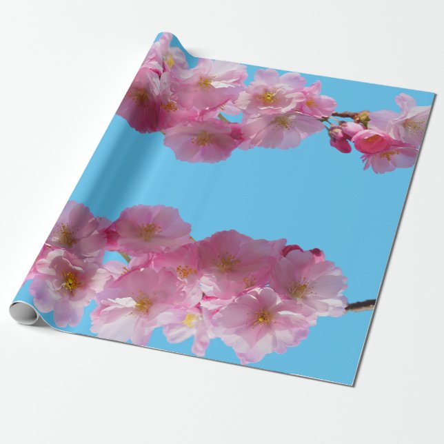 Cherry Blossom Photo Wrapping Paper (Unrolled)