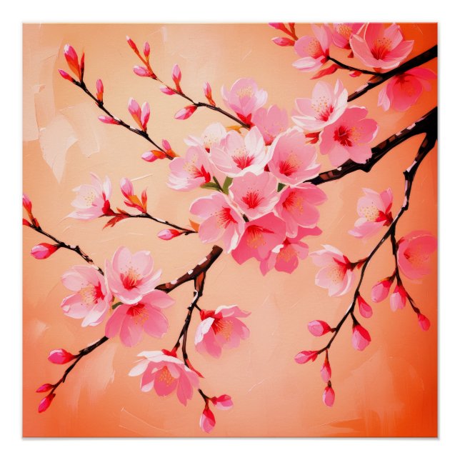 Cherry Blossom Pillow – Elegant Sakura Throw Cushi Poster (Front)