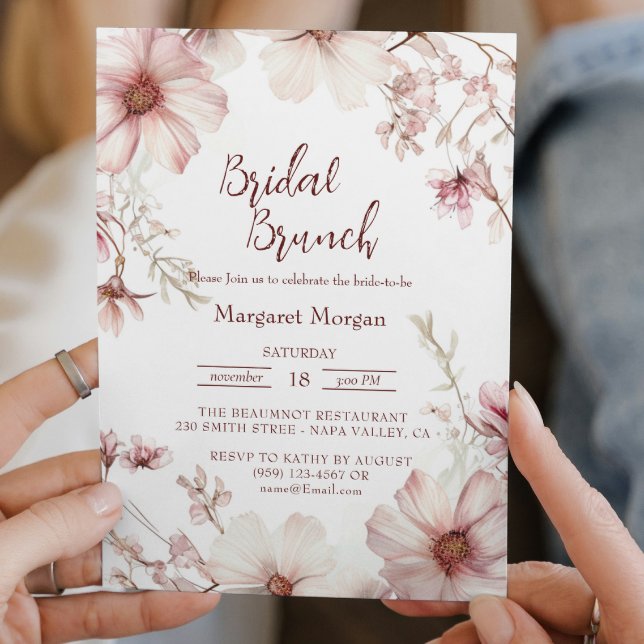 Cherry Blossom Pink And White Bridal Brunch Invitation (Creator Uploaded)