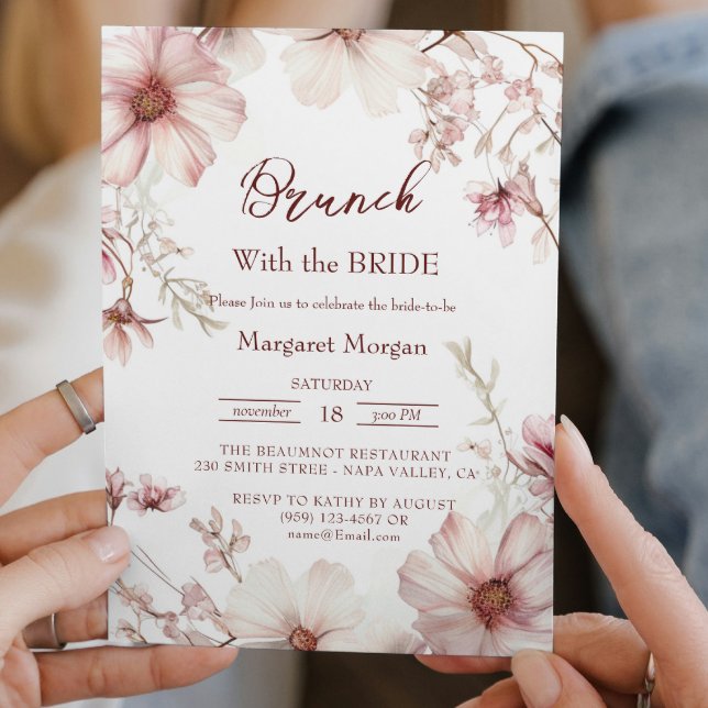 Cherry Blossom Pink And White Brunch With Bride Invitation (Creator Uploaded)