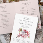 Cherry Blossom Pink and White Wedding Program Invitation<br><div class="desc">Cherry Blossom wedding program with order of ceremony, order of events timeline, wedding party and thank you note. Folded card with a beautiful soft pink and white colour palette, adorned with delicate watercolor cherry blossom branches, giving a graceful and botanical feel to your celebration. The design sets the tone for...</div>