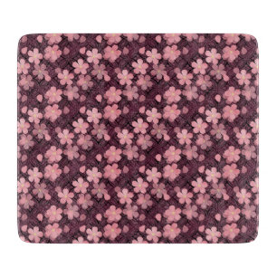 Cherry Blossom Pink and Wine Modern Cutting Board