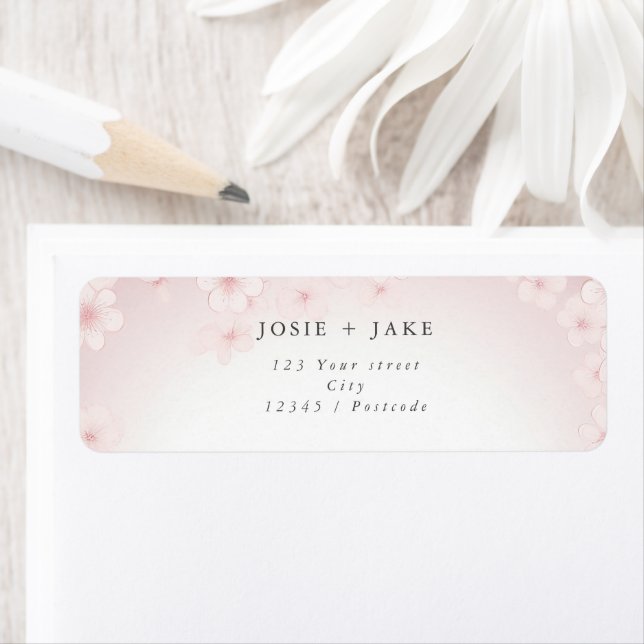 Cherry blossom pink background return address (Insitu)