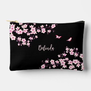 Cherry Blossom Pink Black Monogram Accessory Pouch