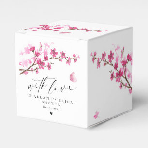 Cherry Blossom Pink Butterfly Thank You Favour Box