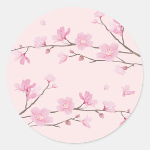 Cherry Blossom - Pink Classic Round Sticker