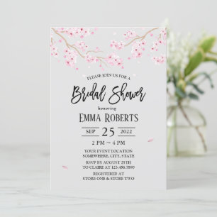 Cherry Blossom Pink Floral Bridal Shower Invitation