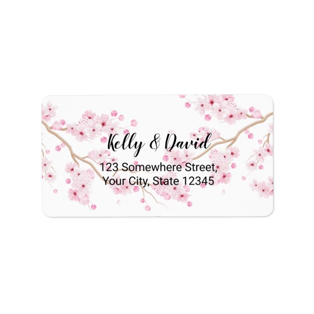 Cherry Blossom Pink Floral Return Address Labels (Front)