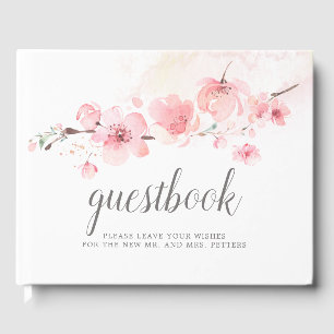 Cherry Blossom Pink Floral Wedding Guest Book