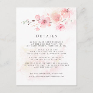Cherry Blossom Pink Floral Wedding Guest Details E Enclosure Card