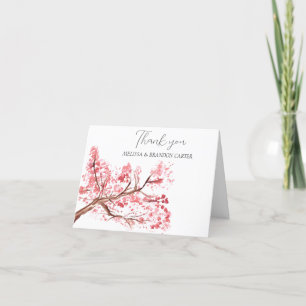 Cherry Blossom Pink Floral Wedding Thank you 