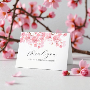 Cherry Blossom Pink Floral Wedding Thank you 