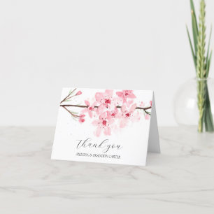 Cherry Blossom Pink Floral Wedding Thank you 